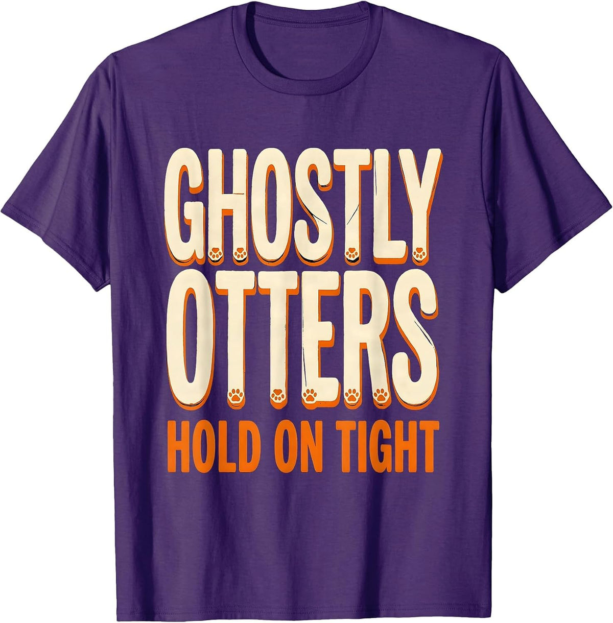Men's Halloween Otter Ghost Holding Hands Design T-Shirt - Purple