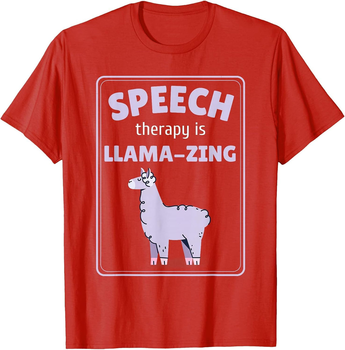 Speech Therapy Pathologist SLP Llama T-Shirt - Red