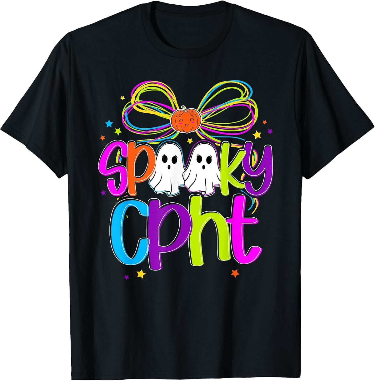 Spooky CPhT Halloween Certified Pharmacy Technician Coquette T-Shirt - Black