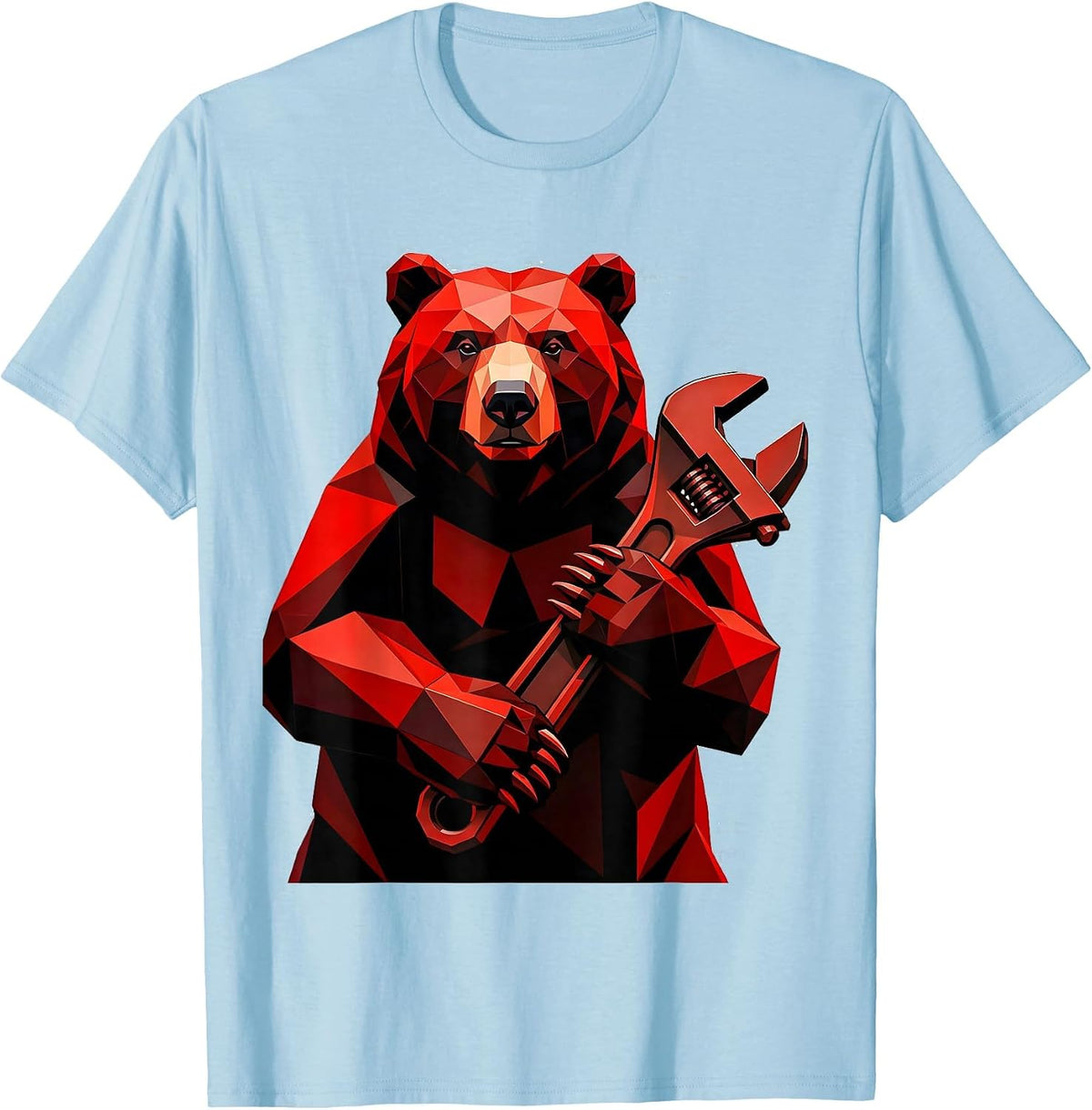 Men's Bear With Giant Socket Wrench Graphic T-Shirt - Baby Blue