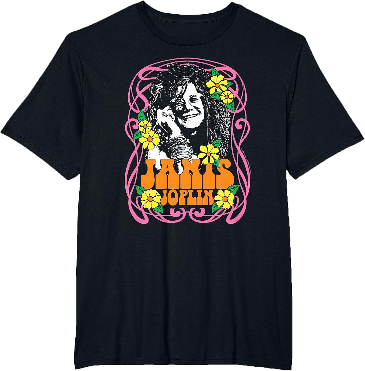 Janis Joplin - Flowers T-Shirt - Black