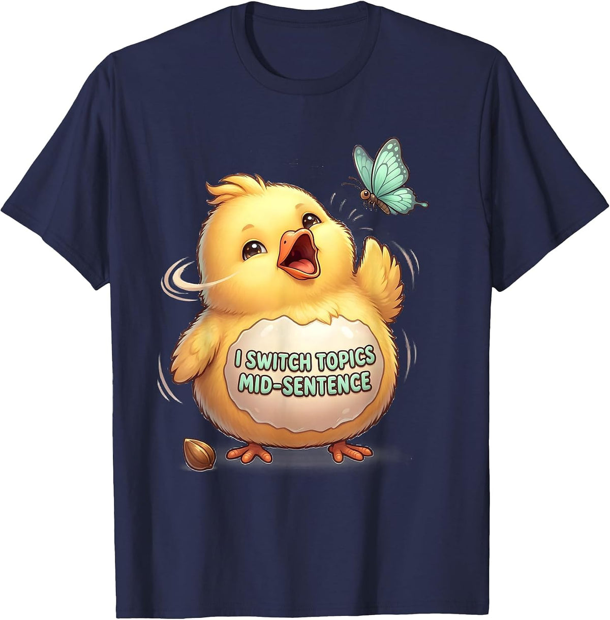Men's I Switch Topics Mid-Sentence Cute Kawaii Neurodiversity T-Shirt - Navy Blue