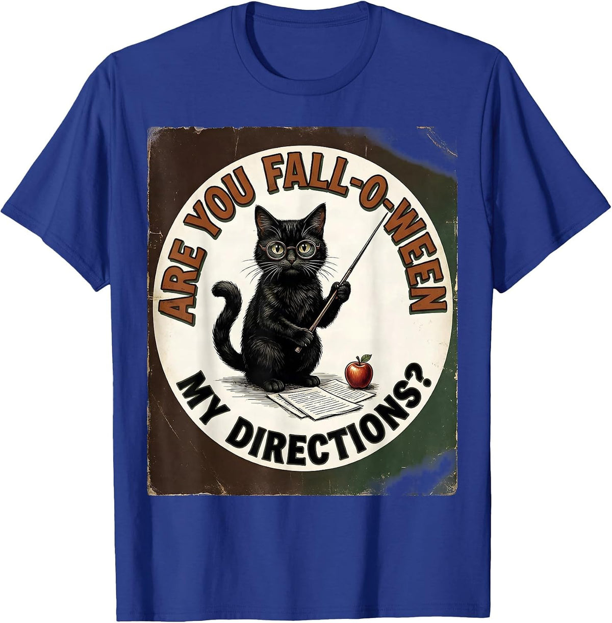 Men's Are You Fall-O-Ween My Directions Vintage Teacher Halloween T-Shirt - Royal Blue