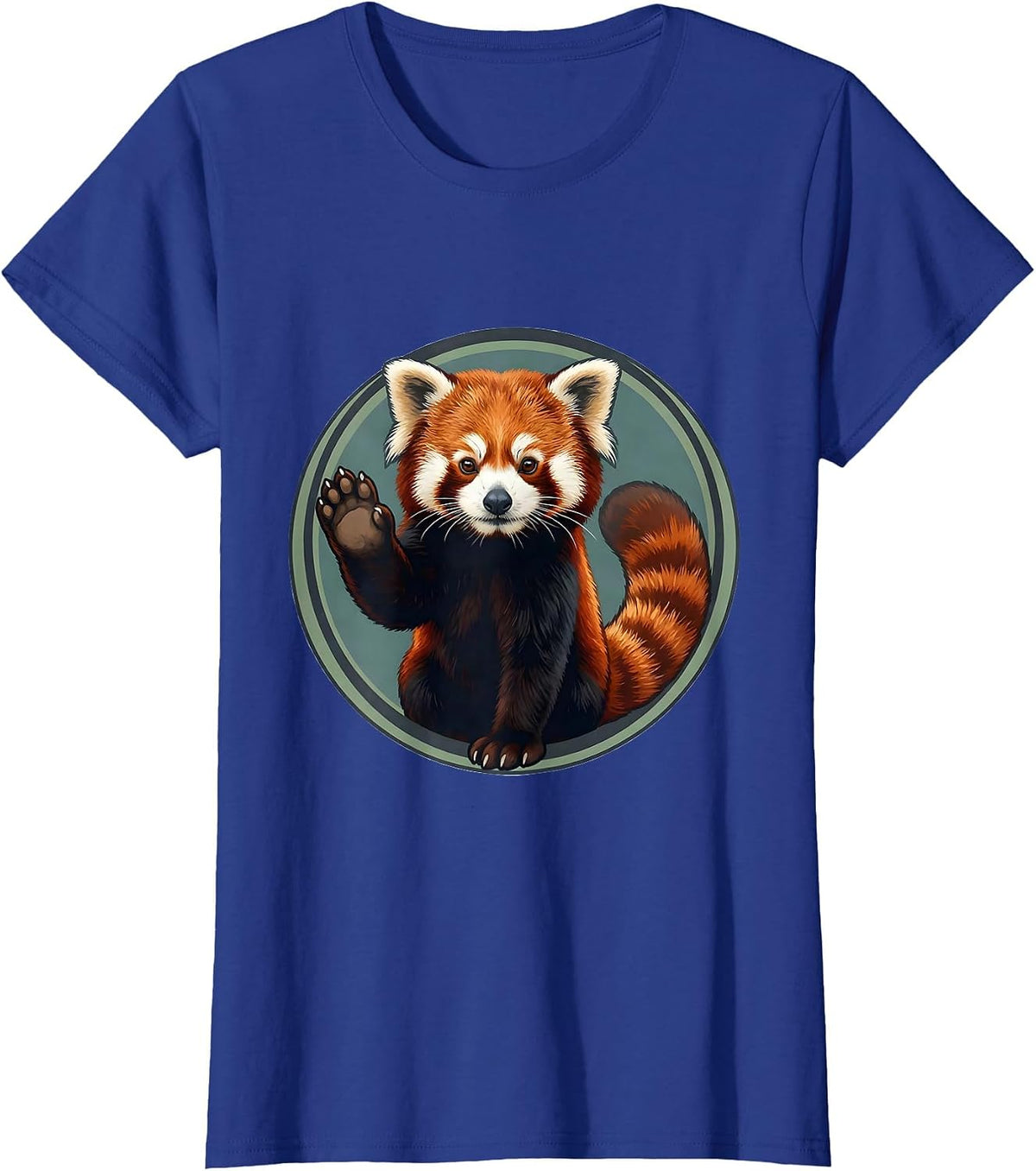 Women's Red Panda Circle Badge Cute Animal Lover Gift T-Shirt - Royal Blue