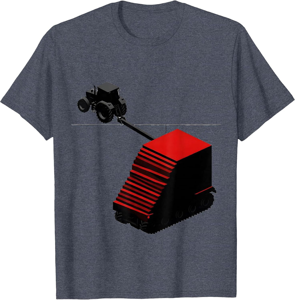 Geometric Tractor Cab American Flag Trucker T-Shirt - Heather Blue