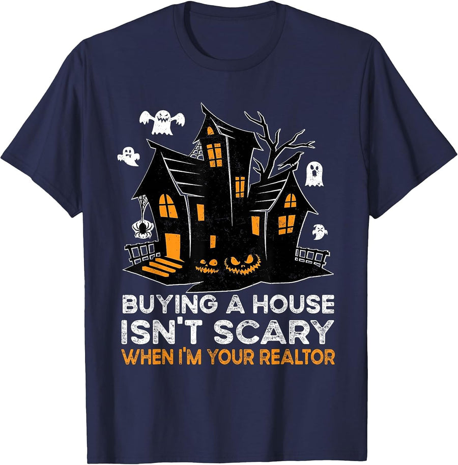 Halloween Realtor Buying House Isnt Scary Costume Realtor T-Shirt - Navy Blue