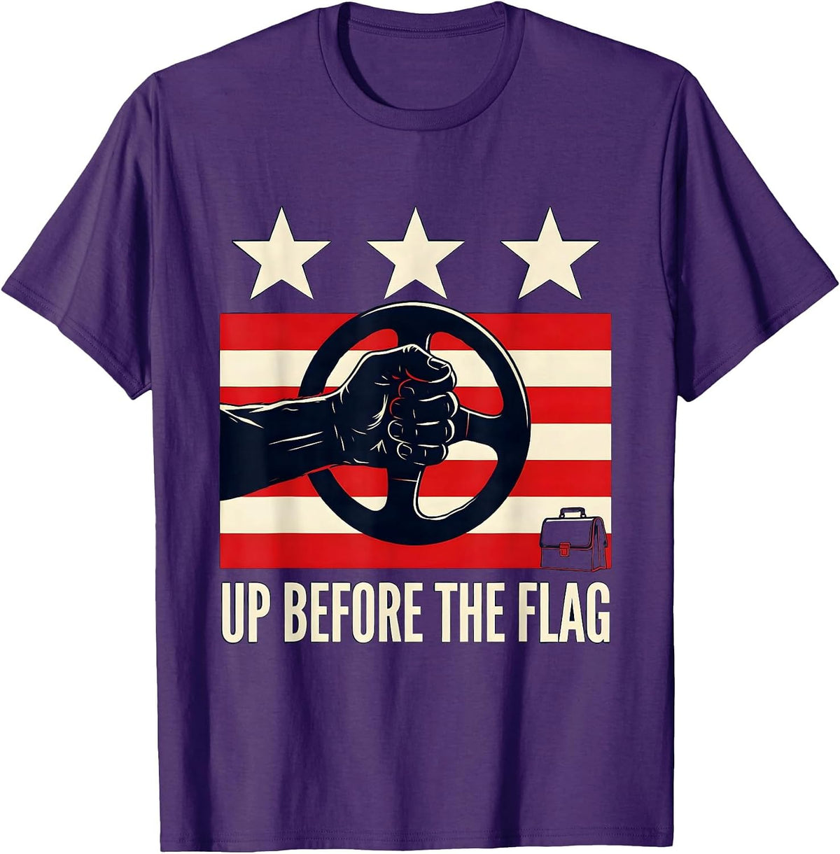 Up Before The Flag Patriotic Mechanic Driver USA American T-Shirt - Purple