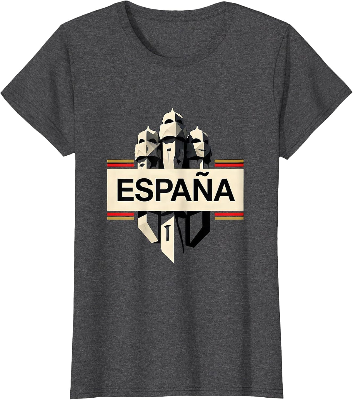 Women's España Geometric Spanish Heritage National Pride Souvenir T-Shirt - Dark Heather Grey