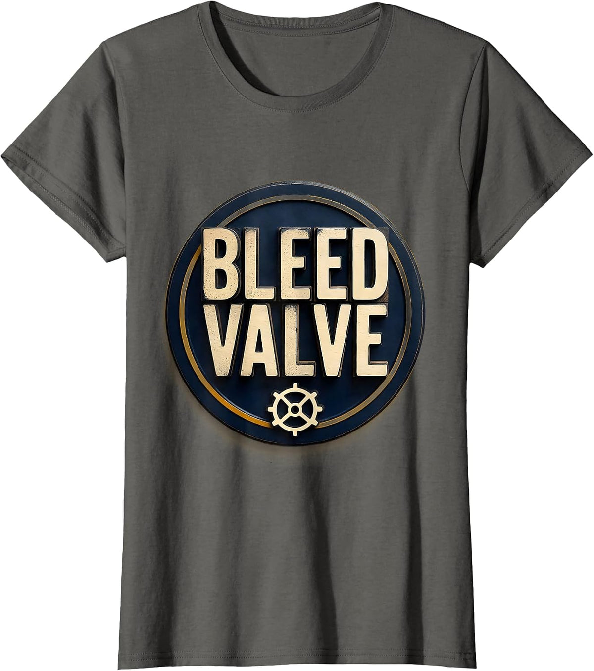 Women's Bleed Valve Wood Type Letterpress Funny Plumber Pipefitter T-Shirt - Asphalt Grey