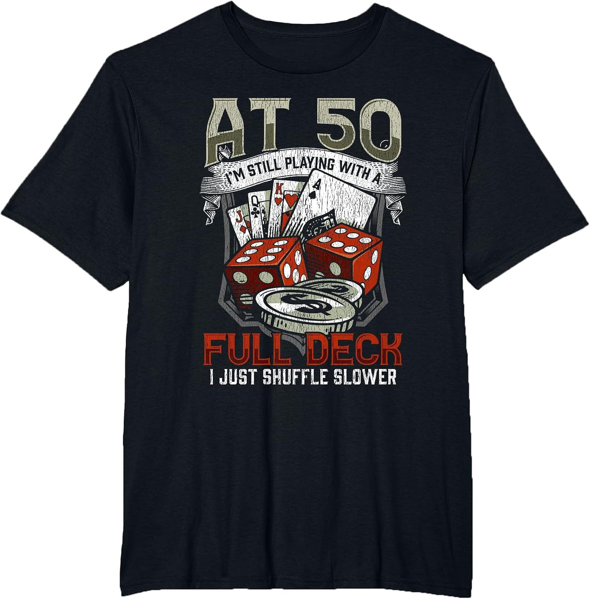 Funny 50th Birthday Poker Player Card Gambling Father T-Shirt - Black