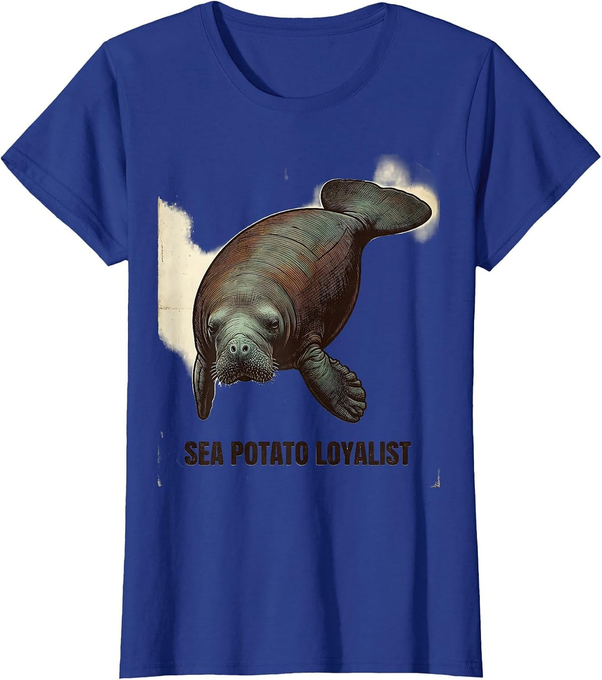 Women's Sea Potato Loyalist Vintage Manatee Lover Funny Sea Animal T-Shirt - Royal Blue