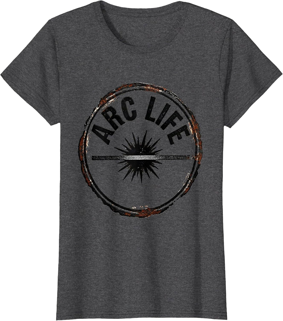 Women's Arc Life Rubber Stamp Welder Blue Collar Tradesperson Pride T-Shirt - Dark Heather Grey