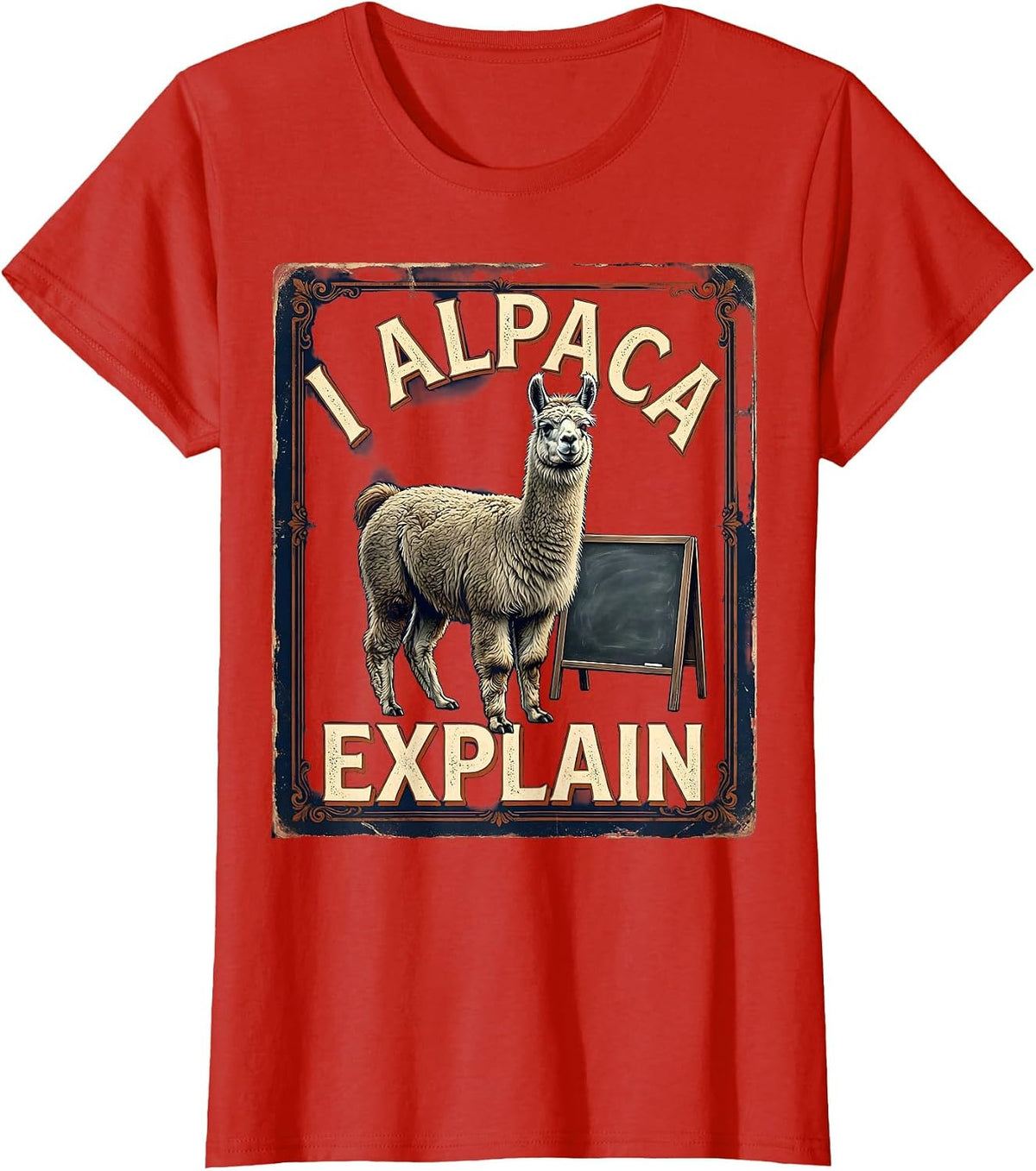 I Alpaca Explain Vintage Funny Llama Alpaca Lover Gift T-Shirt - Red