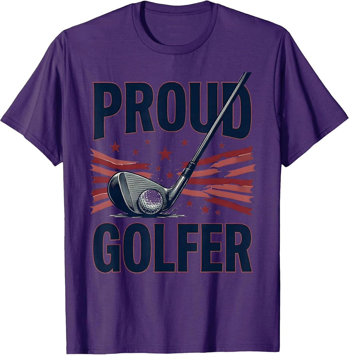 Men's Proud Golfer Patriotic Golf Lover American Flag Casual T-Shirt - Purple