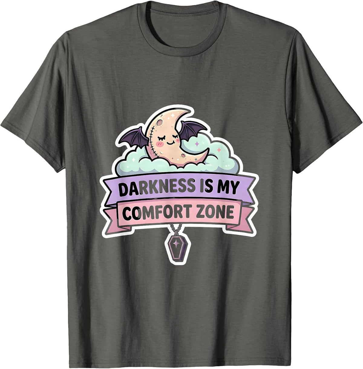 Darkness Is My Comfort Zone Halloween Design T-Shirt - Asphalt Grey