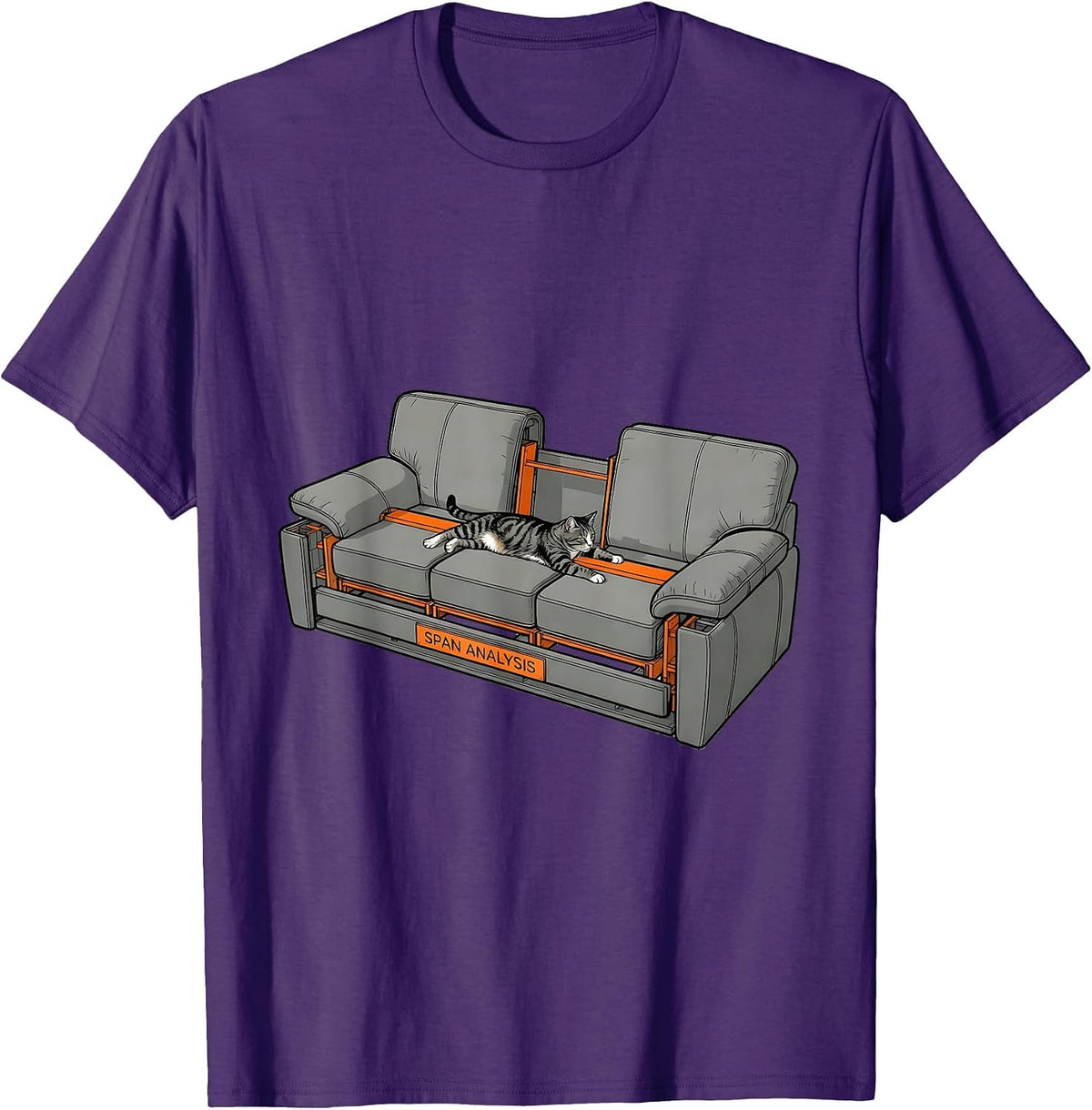 Span Analysis Funny Cat Physics Humor Design Cat Science T-Shirt - Purple