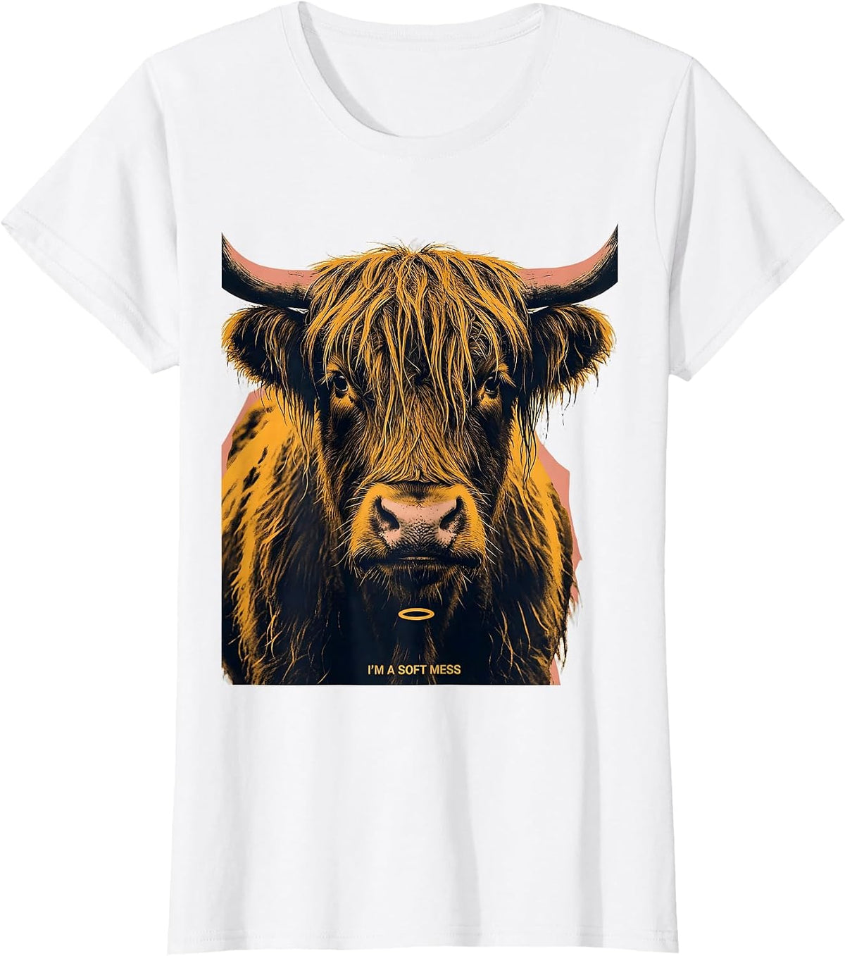 I'm A Soft Mess Funny Highland Cow Cute Animal Lover Graphic T-Shirt - White