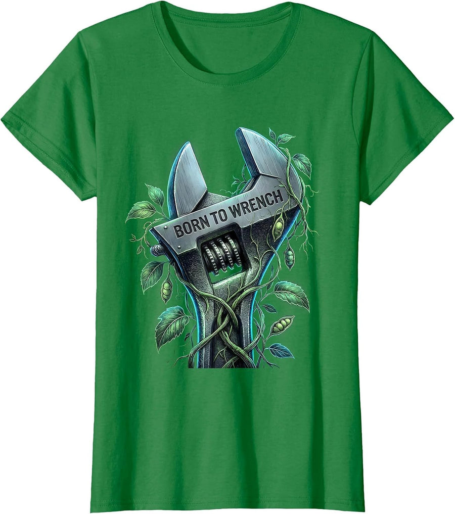 Women's Born to Wrench Valley Forge Automotive Design T-Shirt - Kelly Green