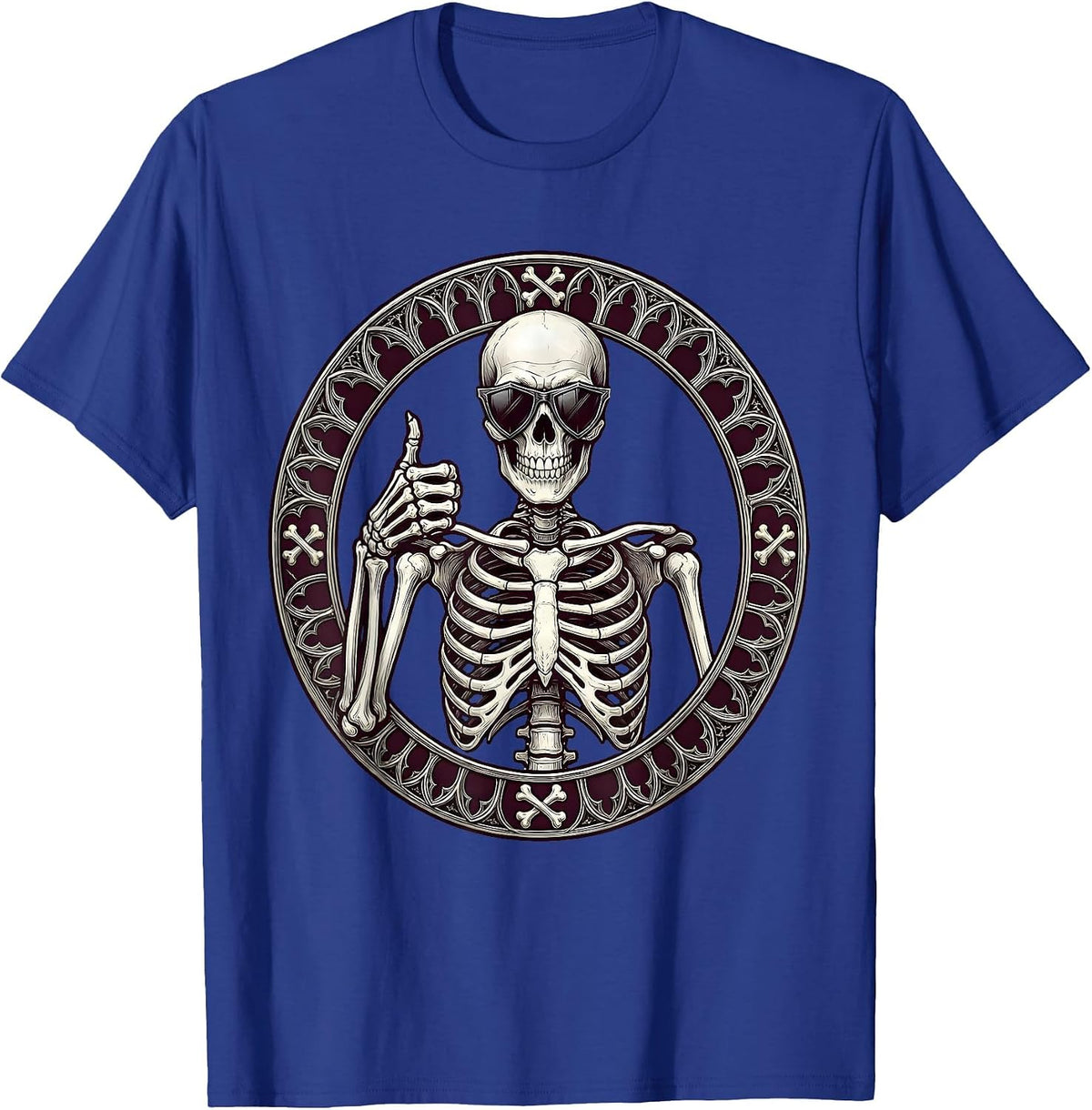 Men's Never Better Skeleton Thumbs Up Sunglasses T-Shirt - Royal Blue