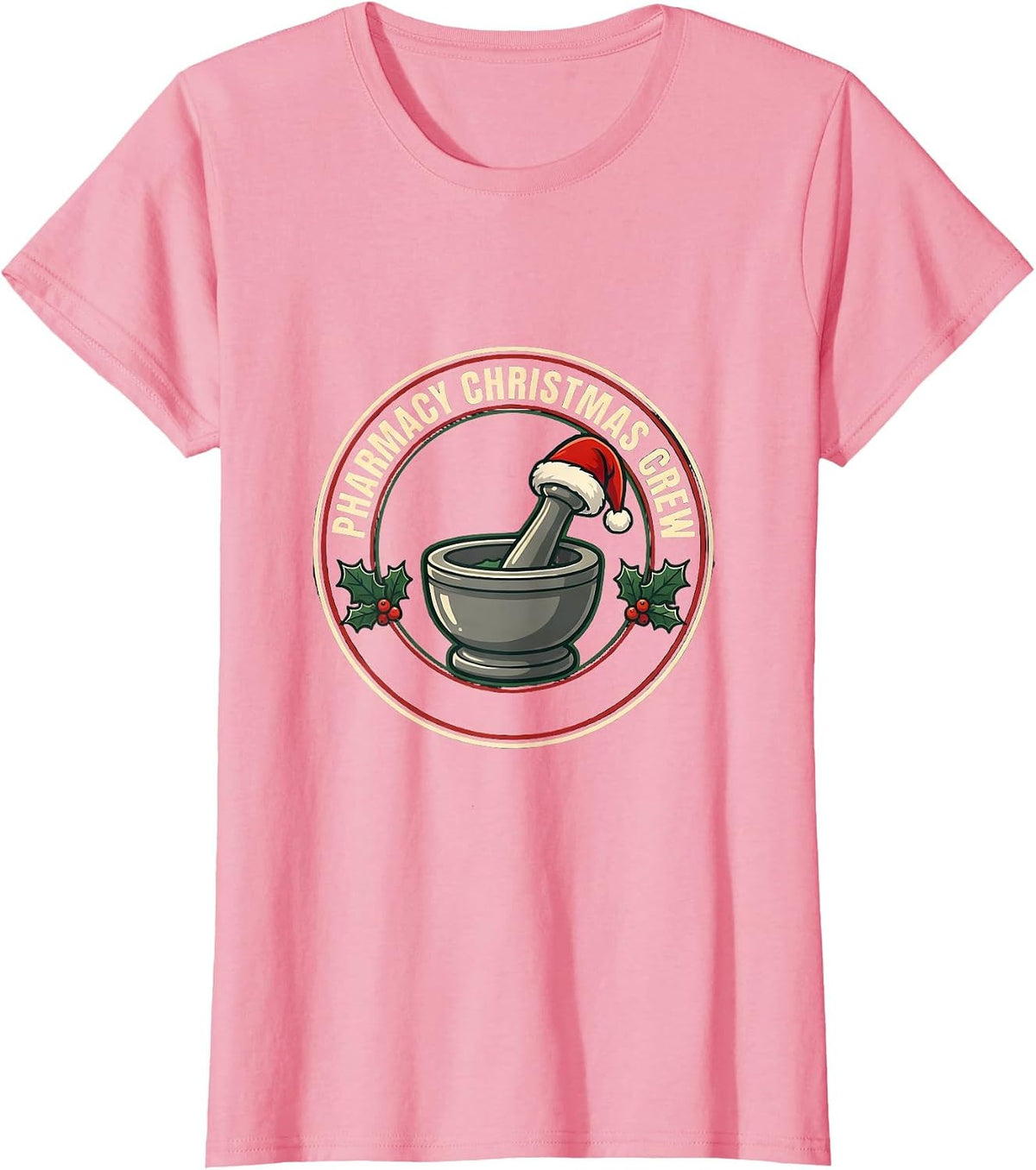 Women's Pharmacy Christmas Crew Funny Pharmacist Tech Holiday Squad T-Shirt - Pink