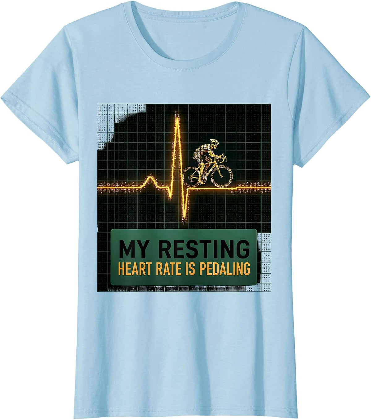 My Resting Heart Rate Is Pedaling Vintage Cyclist Bike Pulse T-Shirt - Baby Blue