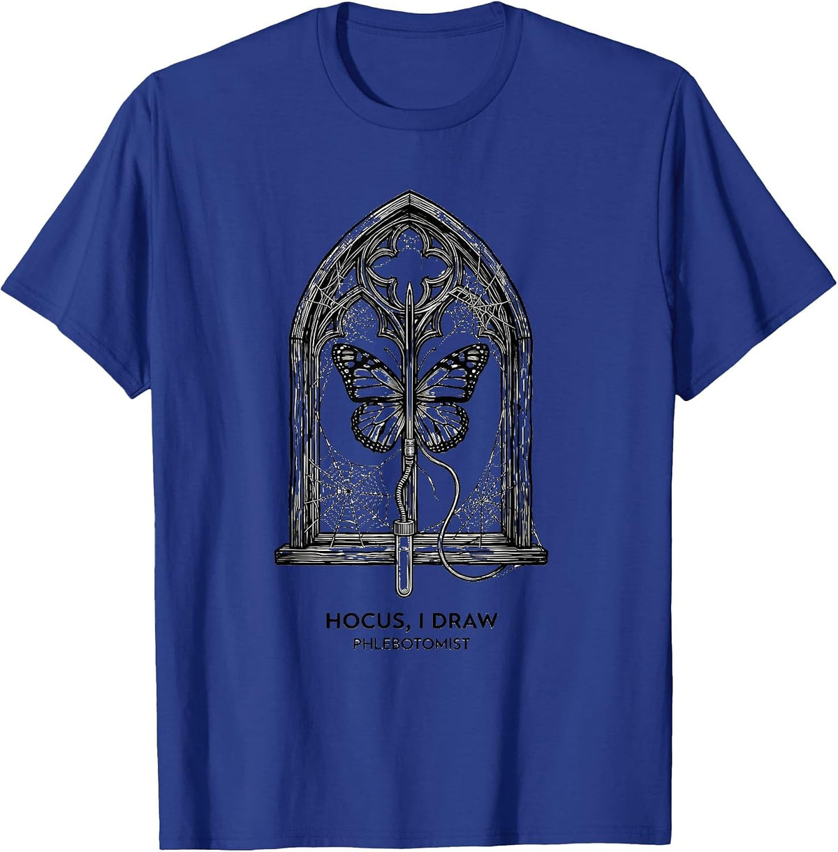 Men's Hocus, I Draw, Phlebotomist Funny Halloween Nurse Lab Tech T-Shirt - Royal Blue