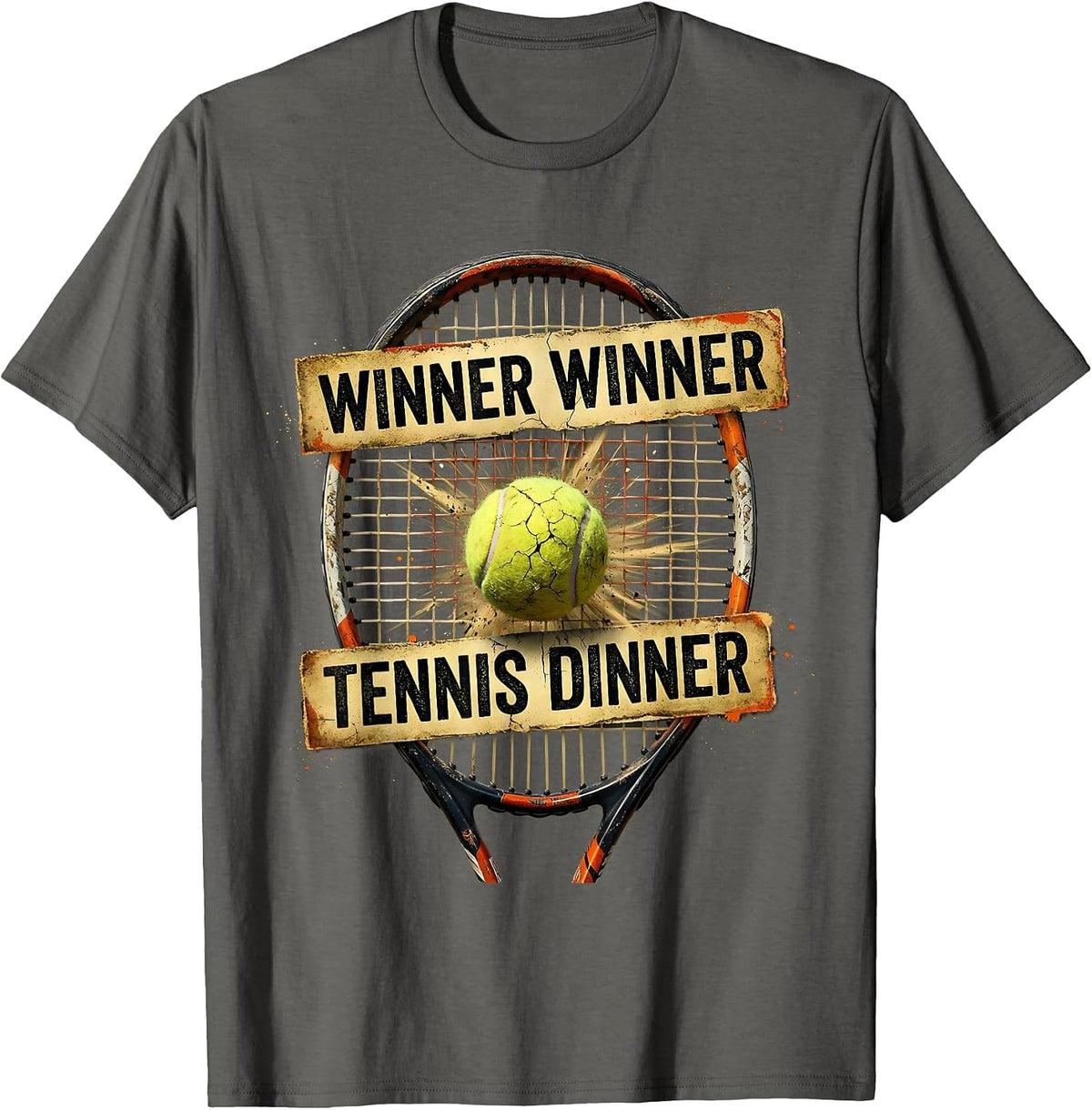Winner Winner Tennis Dinner Funny Tennis Design T-Shirt - Asphalt Grey