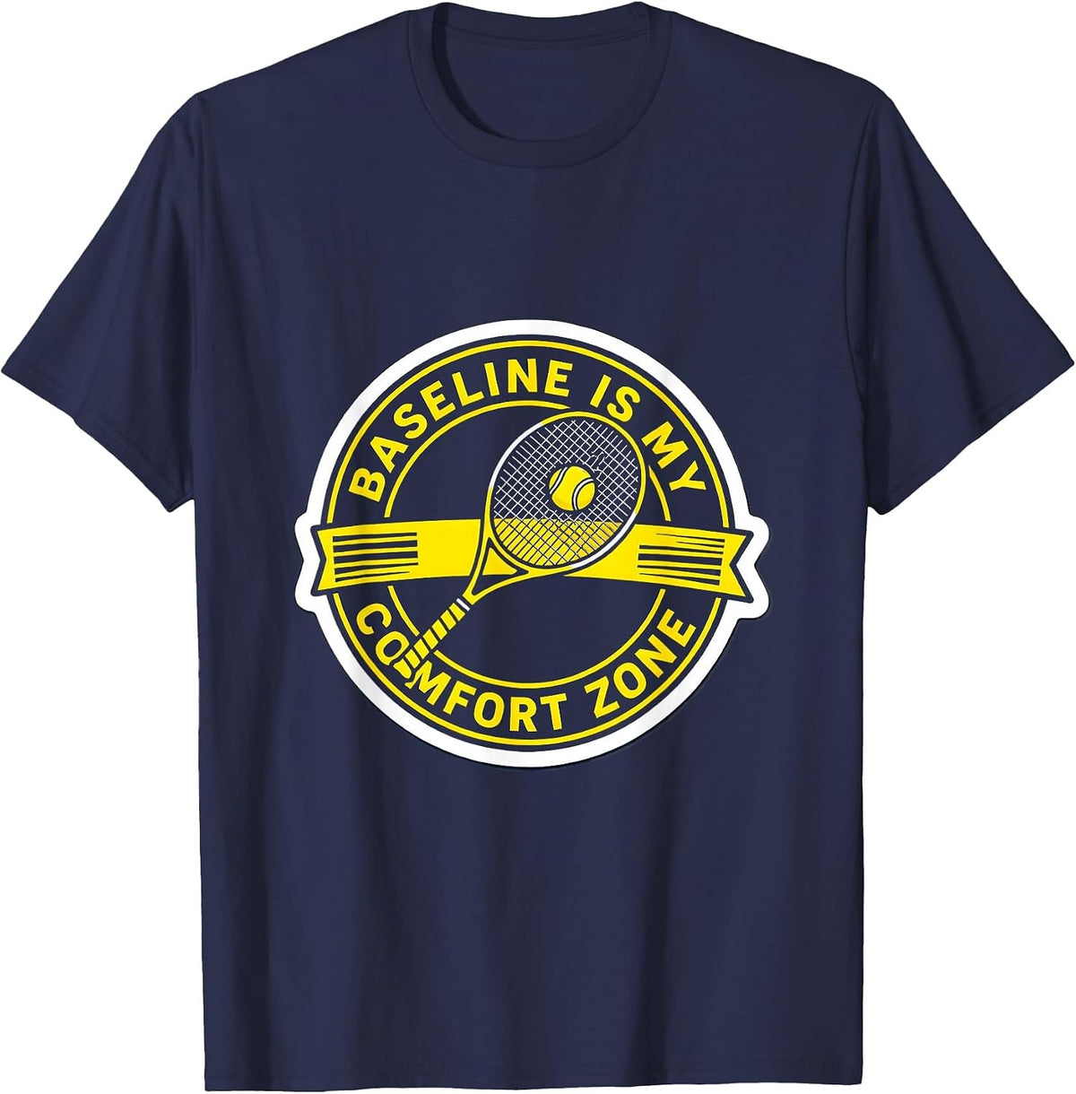 Baseline Is My Comfort Zone Tennis Design T-Shirt - Navy Blue