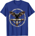Crow on Gallows Dark Art Illustration T-Shirt - Royal Blue