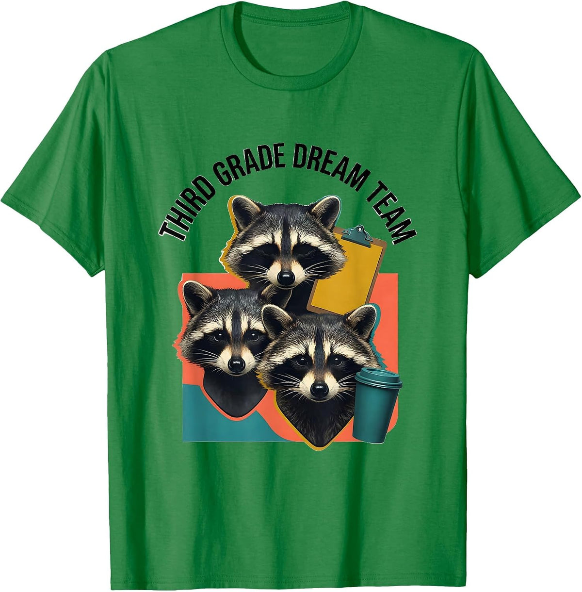 Men's Third Grade Dream Team Midcentury Modern Teacher Back T-Shirt - Kelly Green