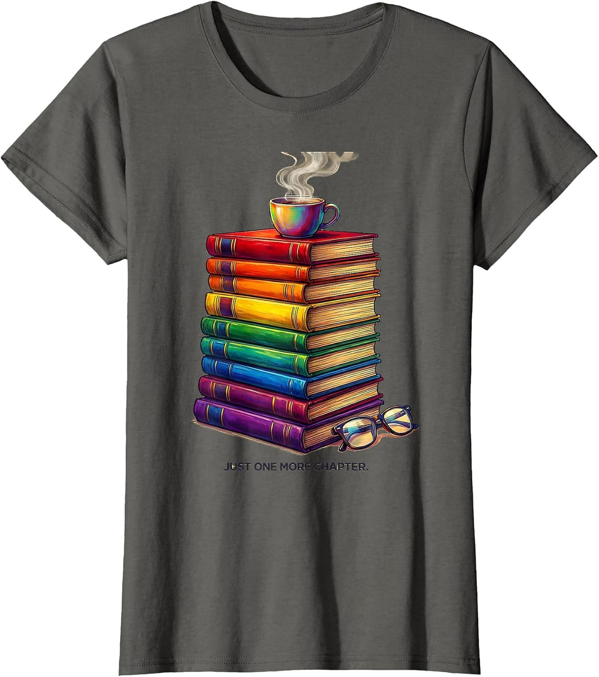 Women's Just One More Chapter Bookish Reader Design T-Shirt - Asphalt Grey