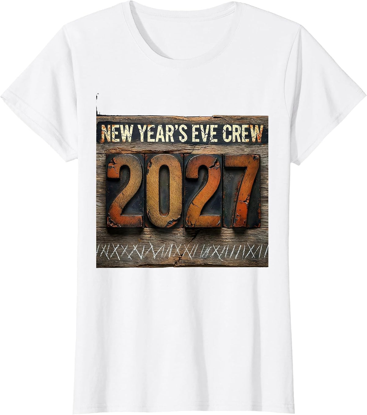 New Year's Eve Crew 2027 Distressed Family Matching Holiday T-Shirt - White
