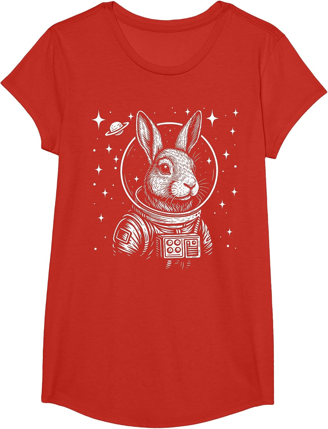 Astronaut Rabbit Space Galaxy Bunny Mom T-Shirt - Girls Red