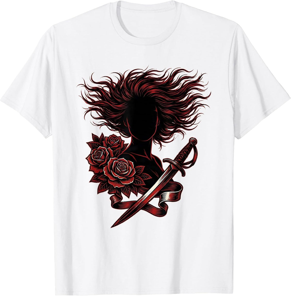 Men's Wild Hair Rock and Roll Silhouette Graphic T-Shirt - White