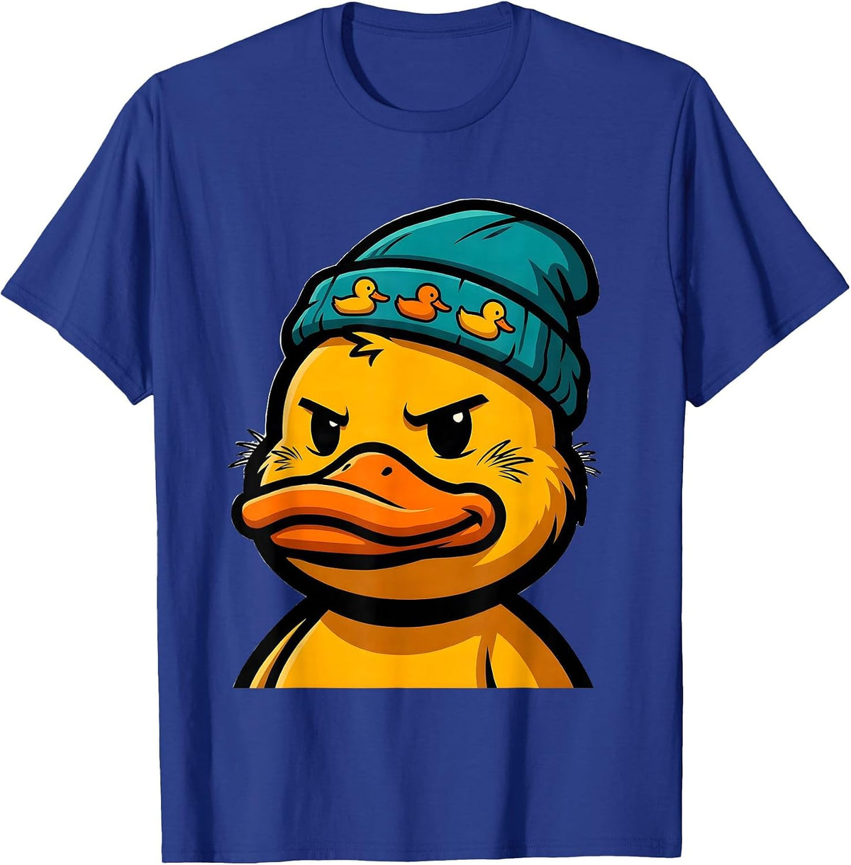 Duck Head in Knit Cap Funny Animal Lover Novelty T-Shirt - Royal Blue