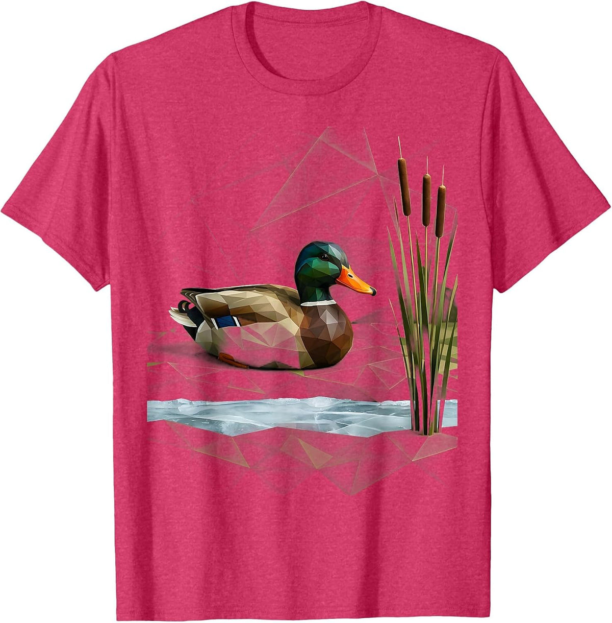 Mallard Decoy Geometric Duck Hunting Humor T-Shirt - Red Heather