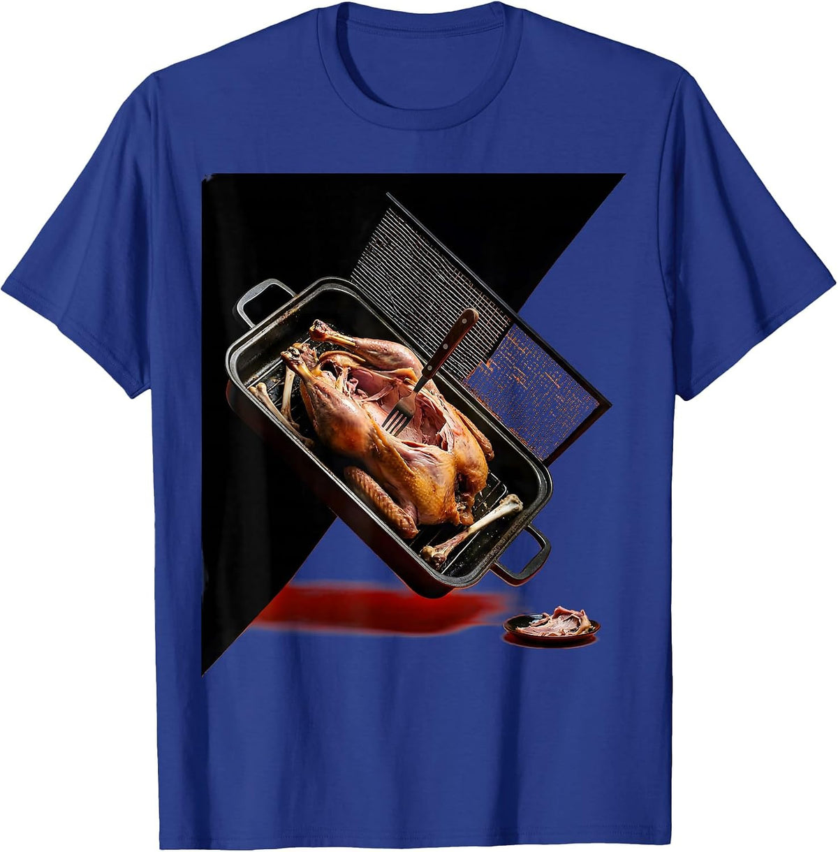 Men's Roasting Pan Turkey Carcass Funny Thanksgiving Group T-Shirt - Royal Blue