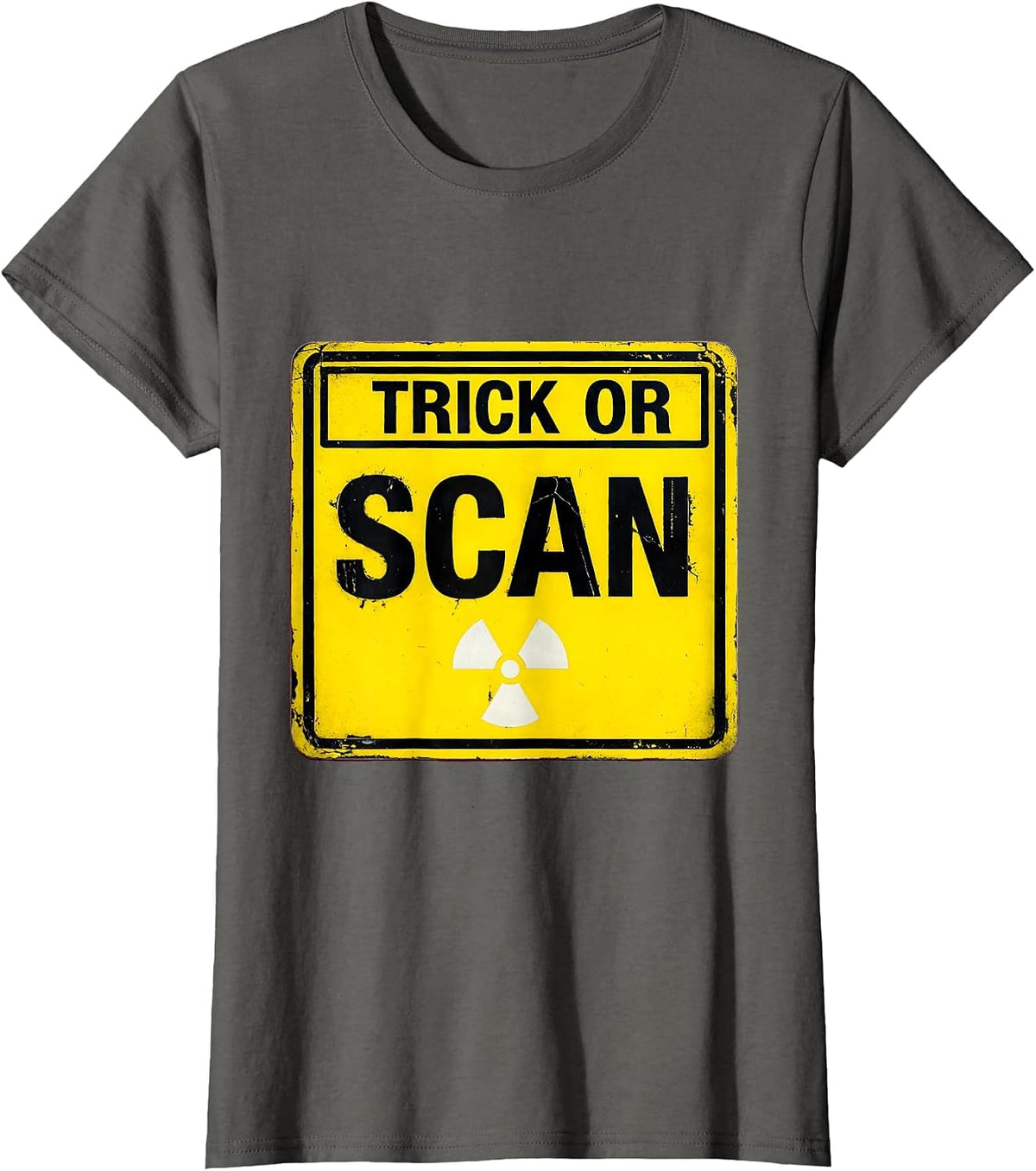 Women's Trick Or Scan Radiology Tech Halloween Workplace Humor T-Shirt - Asphalt Grey