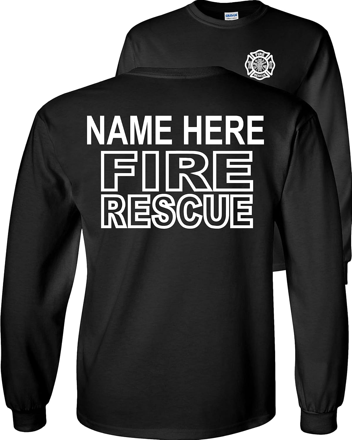 FAIR GAME Custom Fire Rescue Long Sleeve Shirt Personalized - Black