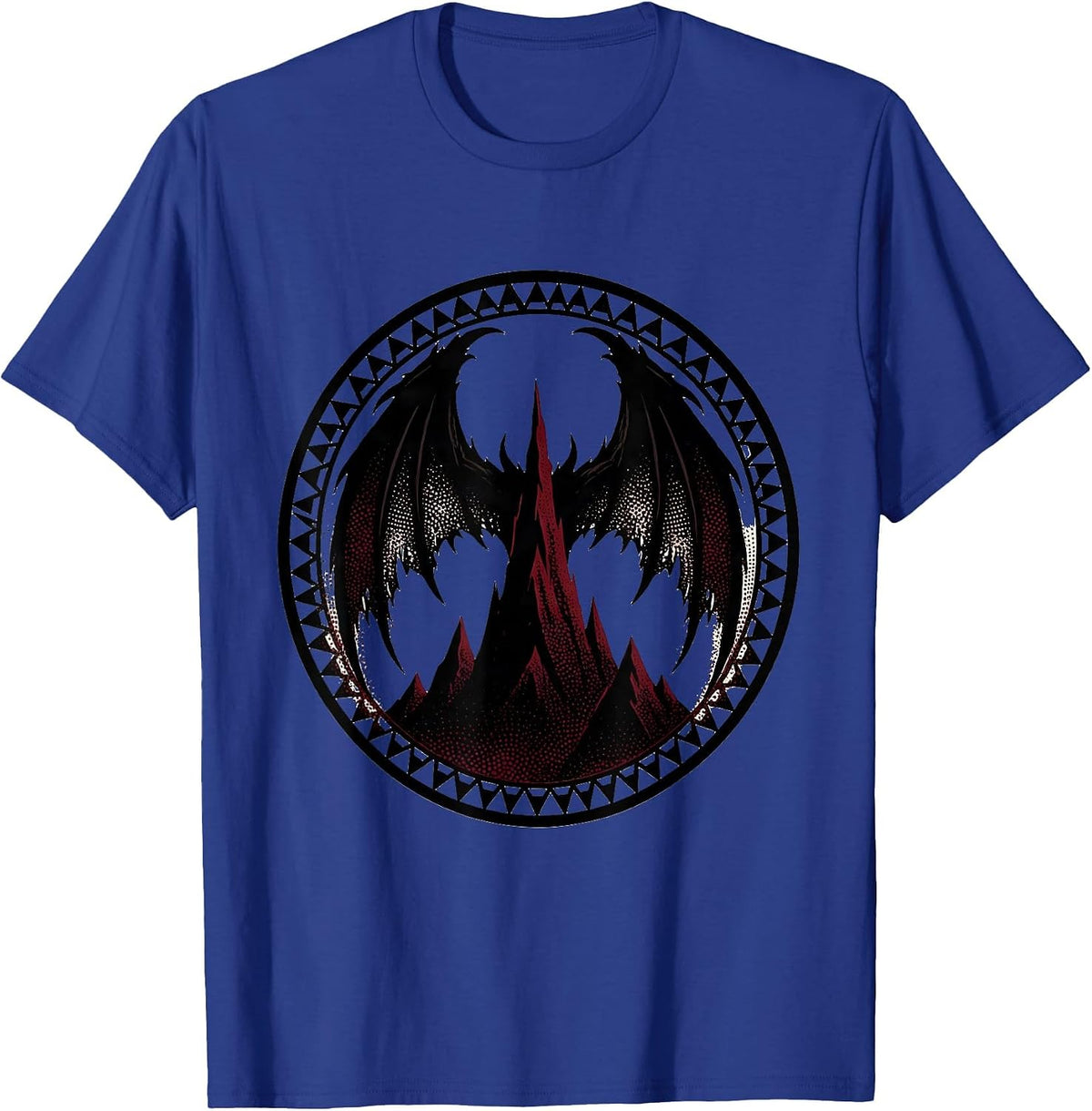 Men's Demon Wings Over Mountain Peaks Metal Graphic T-Shirt - Royal Blue