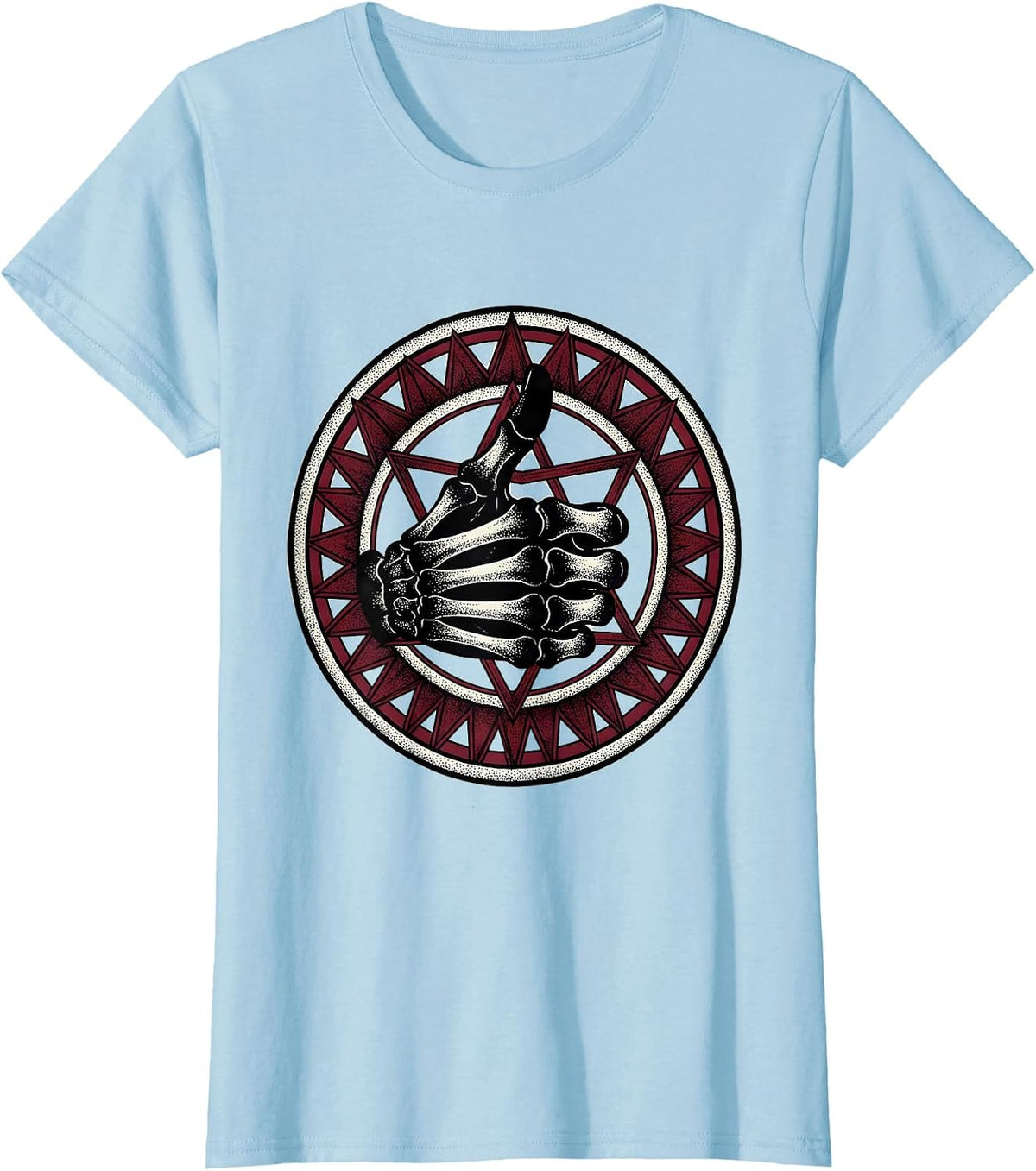Women's Skeleton Hand Thumbs Up Radiology Graphic T-Shirt - Baby Blue