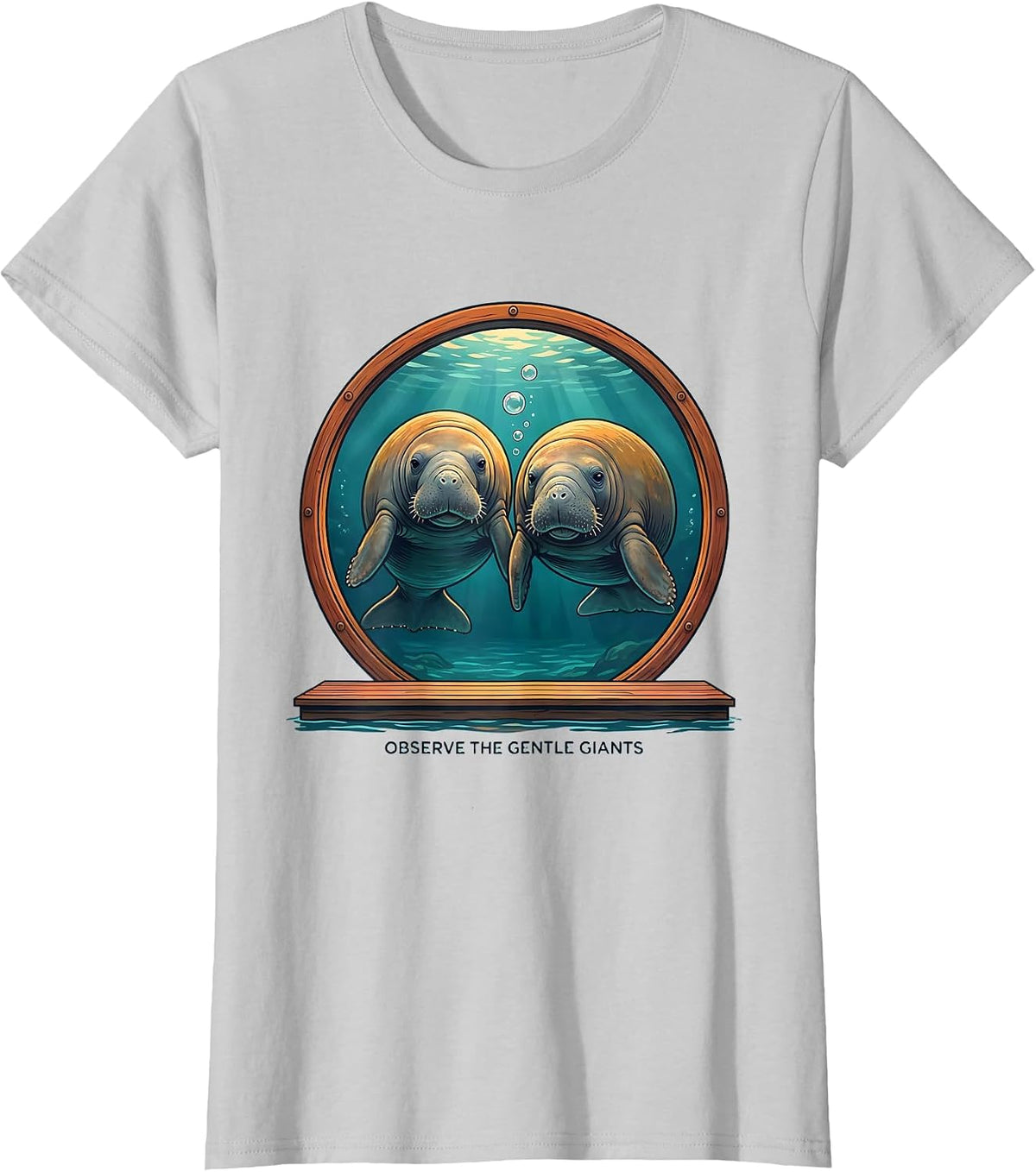 Women's Observe The Gentle Giants Funny Manatee Lover Gift T-Shirt - Silver Grey