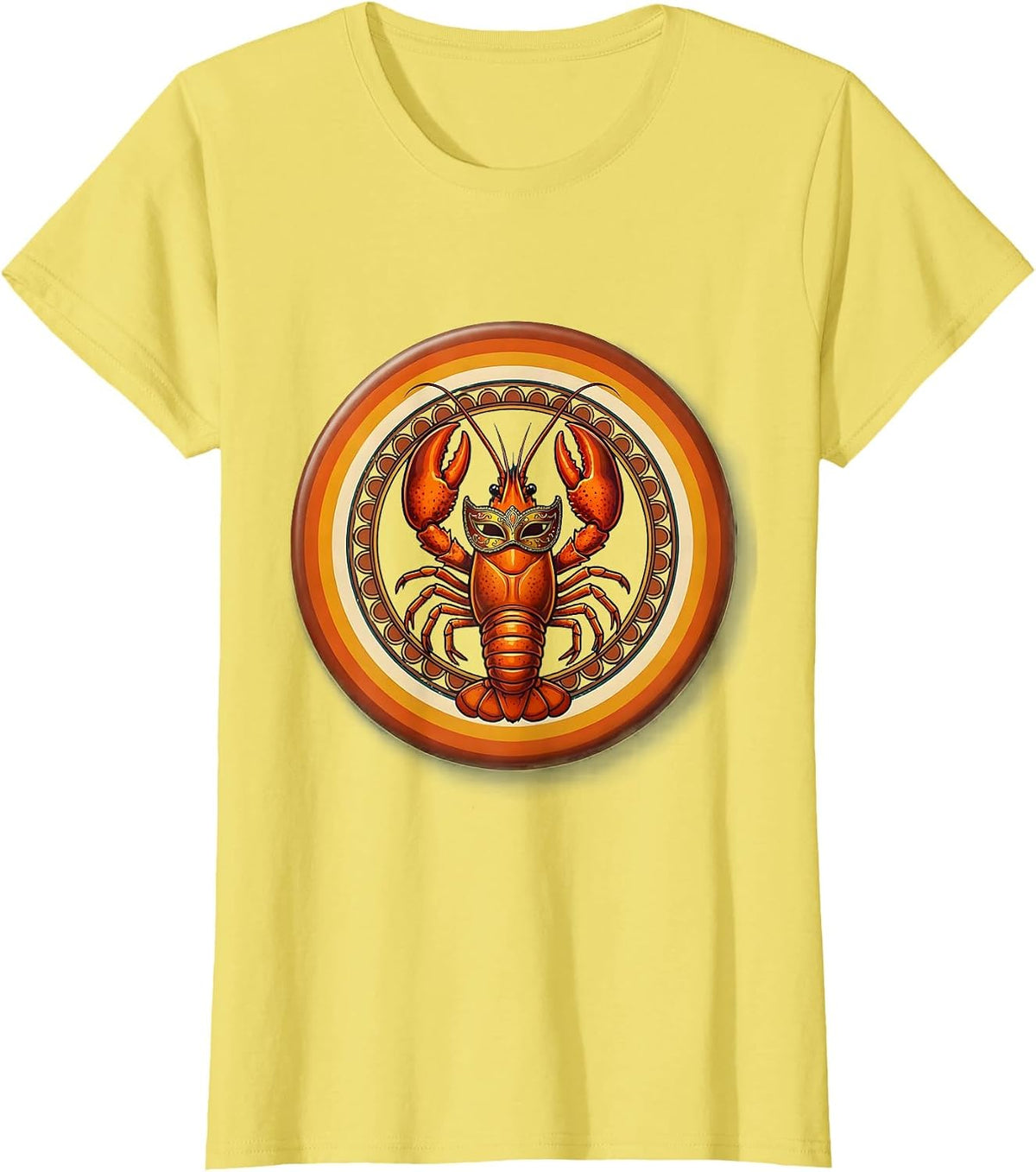 Mardi Gras Crawfish Masquerade Costume Design T-Shirt - Lemon Yellow