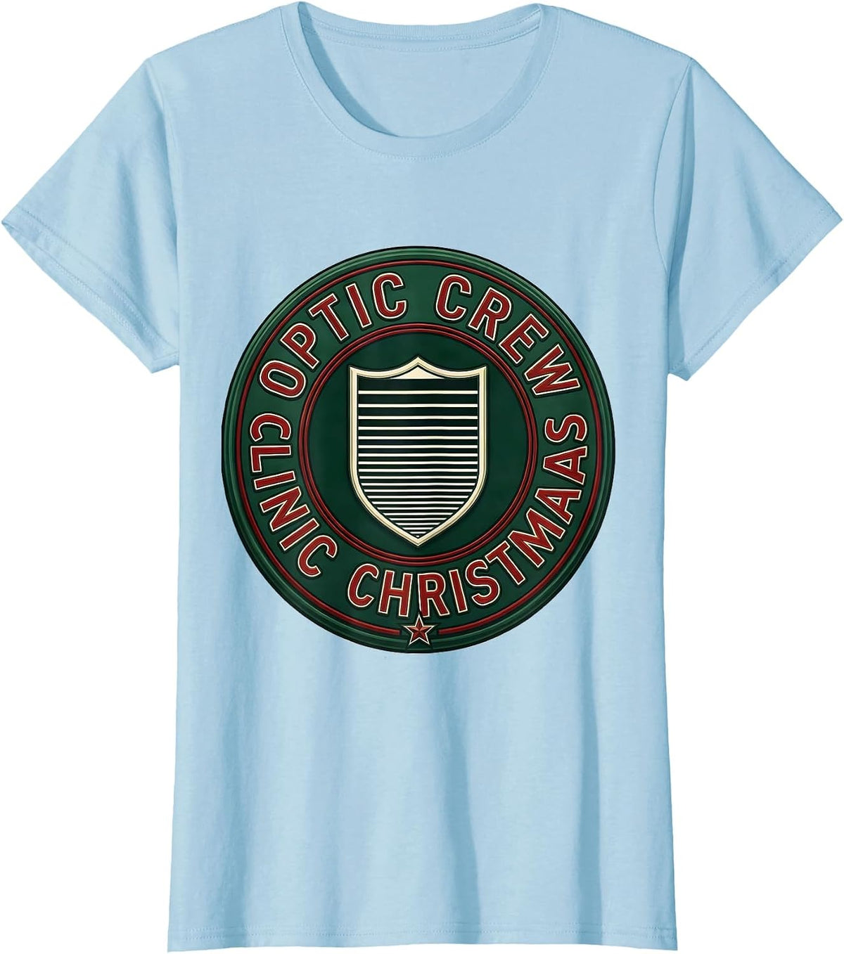 Optic Crew Clinic Christmas Optometrist Eye Doctor Humor T-Shirt - Baby Blue