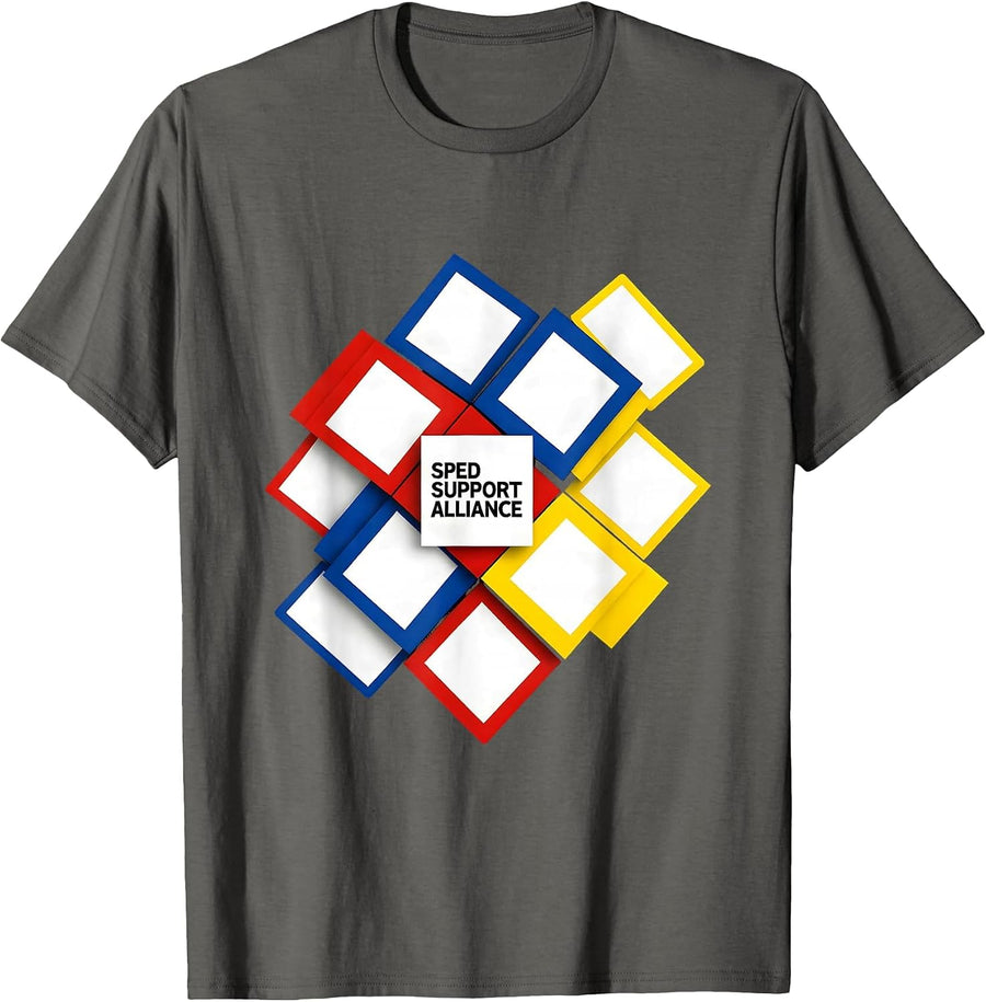 SPED Support Alliance Bauhaus Modernist Teacher Appreciation T-Shirt - Asphalt Grey