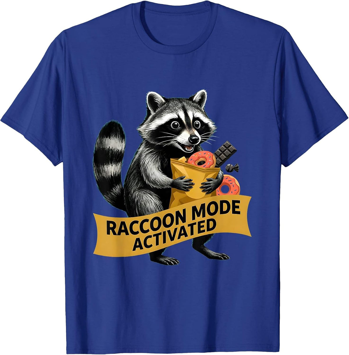 Raccoon Mode Activated Snacks Lover Design T-Shirt - Royal Blue