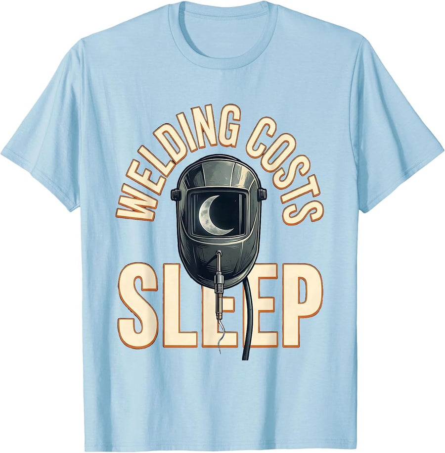 Men's Welding Costs Sleep Funny Welder Skeleton Humor T-Shirt - Baby Blue
