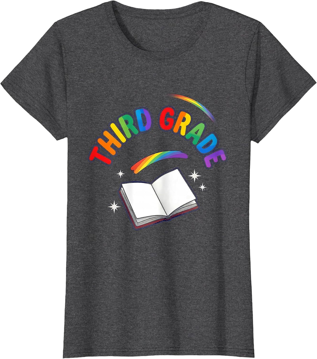 Women's Third Grade Colorful Back To School Teacher Student First T-Shirt - Dark Heather Grey