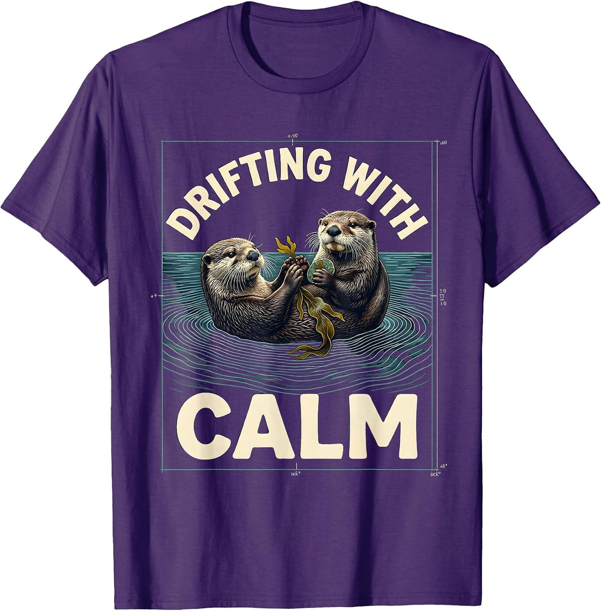 Drifting With Calm Whimsical Sea Otter Pun Humor T-Shirt - Purple