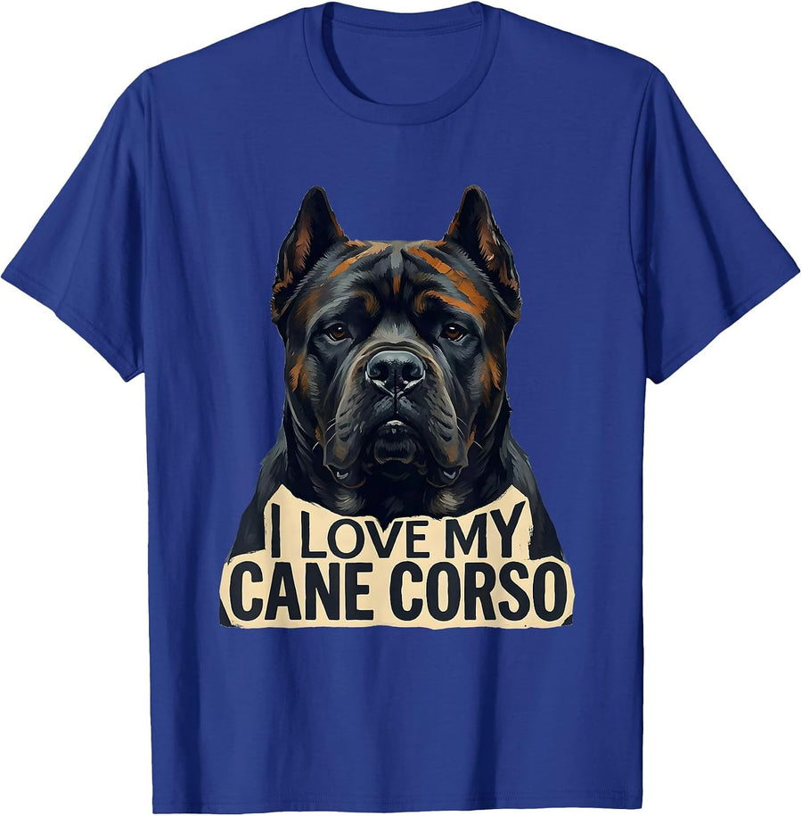 I Love My Cane Corso Vintage Gouache Dog Lover Gift T-Shirt - Royal Blue
